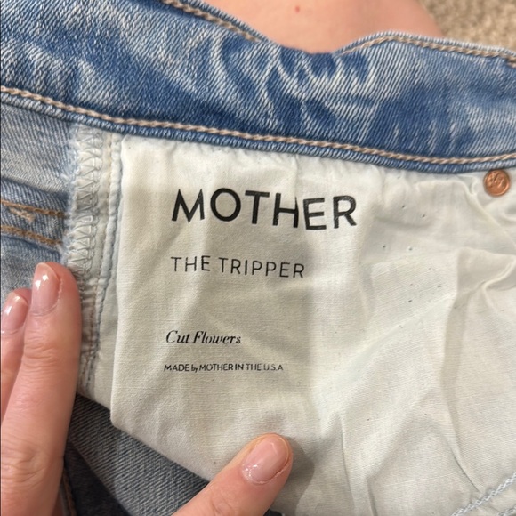 MOTHER Blue Straight Jeans with Vintage Distressed Look - Picture 4 of 5